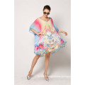 New ladies oversize V neck bat sleeve poncho beach cover up dress